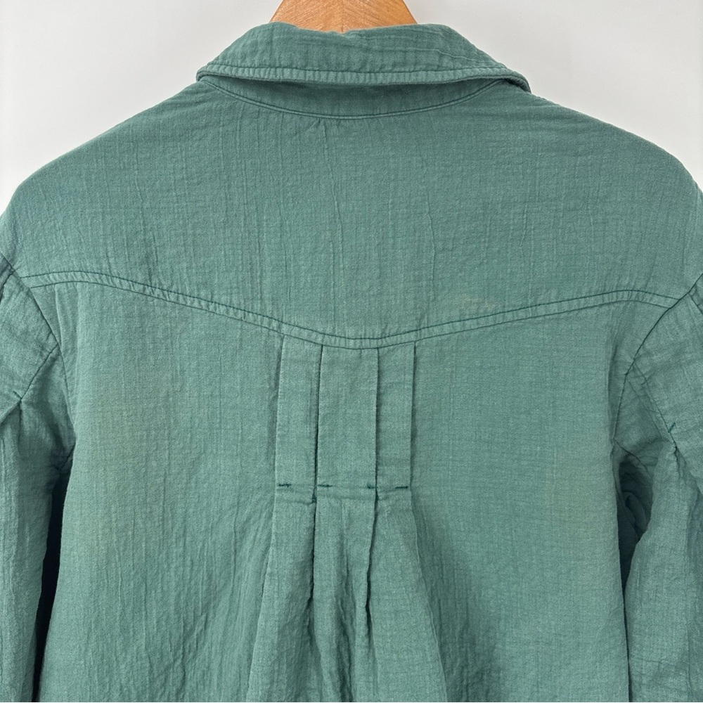 Free People Thalia Mini Shirtdress S Pullover Jacket Button Oversized Teal Boho - Picture 11 of 16